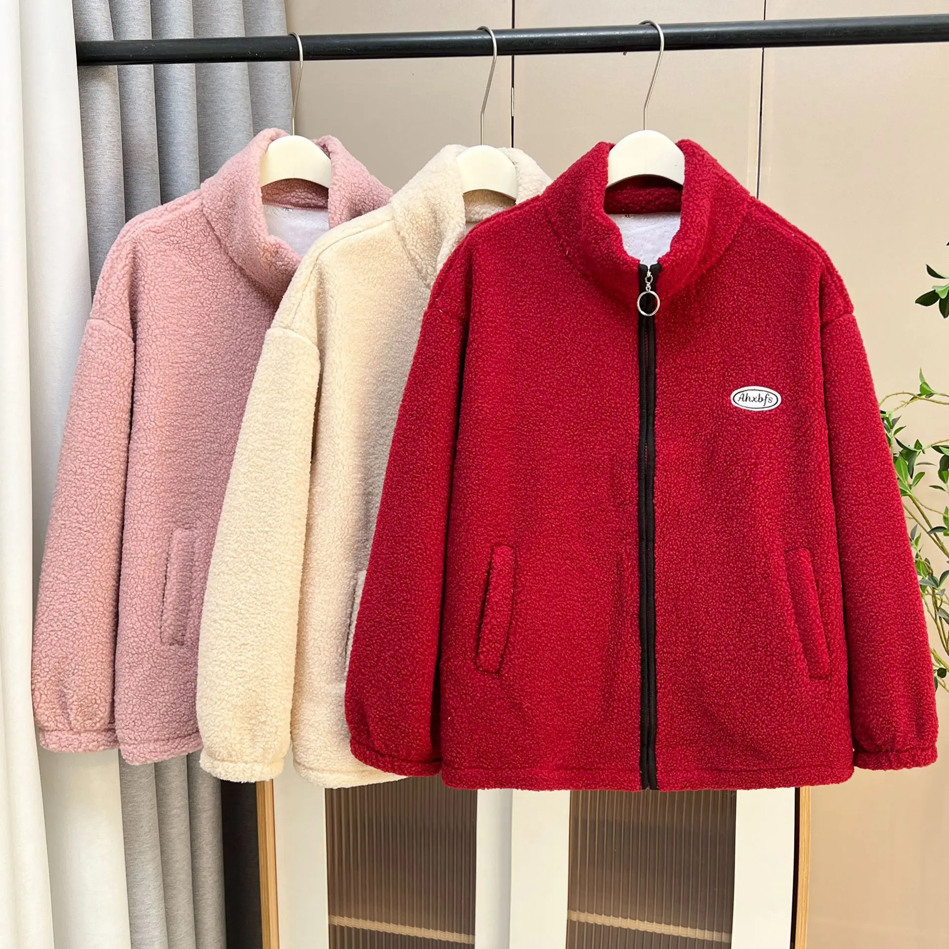 XXXL Fashion Plus Size Women's Parkas Winter New Versatile Label And Fleece Stand Up Collar Plush Jacket Warm Zipper Coat 222