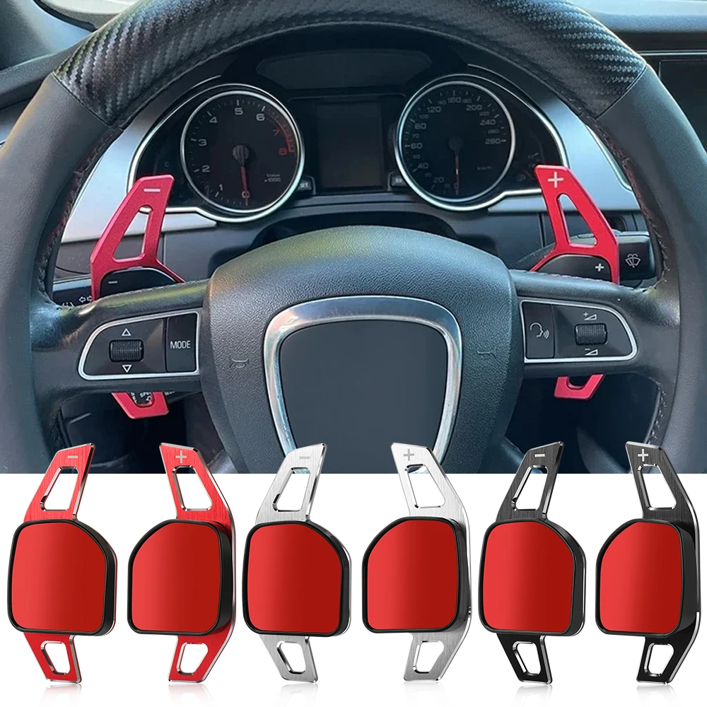 2Pcs Steering Wheel Paddles Extension Shifters For Audi A4 B8 A3 8P S3 A5 A6 S6 C6 Q5 A8 R8 TTS MK2 8J Avant DSG Car Styling