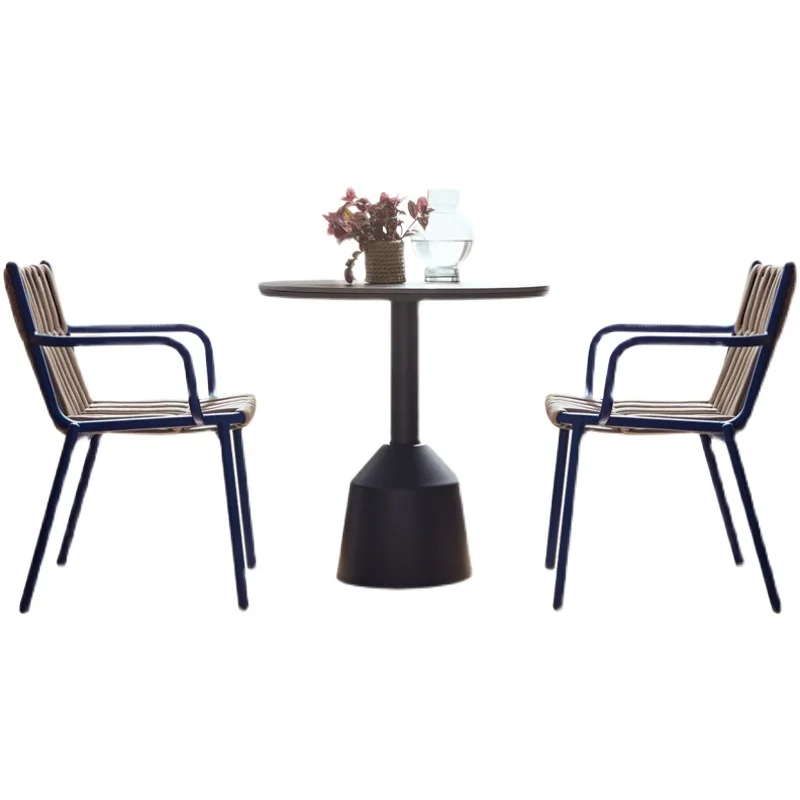 

ZL Outdoor Desk-Chair Combination Villa Courtyard Waterproof and Sun Protection Rattan Leisure Chair