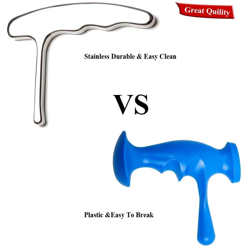 Stainless Steel Manual Deep Tissue Massage Tool Trigger Point Massage T-Bar Full Body Massage Tool Full Body Fascial Relaxation