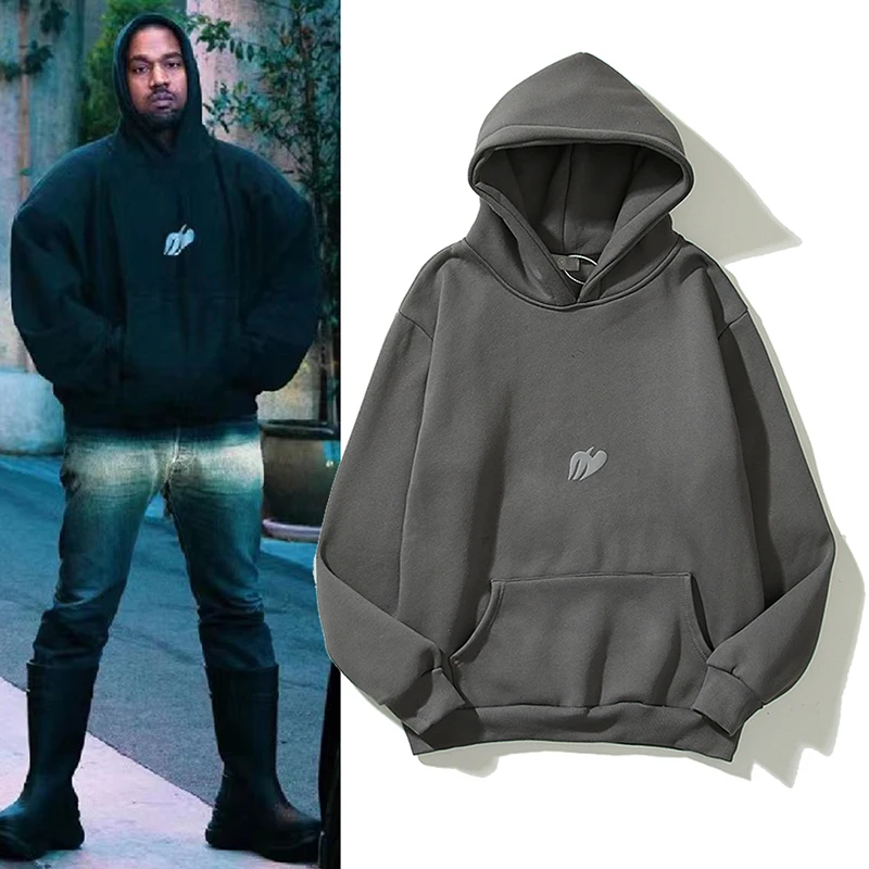 

Retro Letter Print Fleece Kanye West Hooded Hoodie Oversized Men Women Streetwear Casual Sweatshirts Loose Hip Hop Casual Hoody