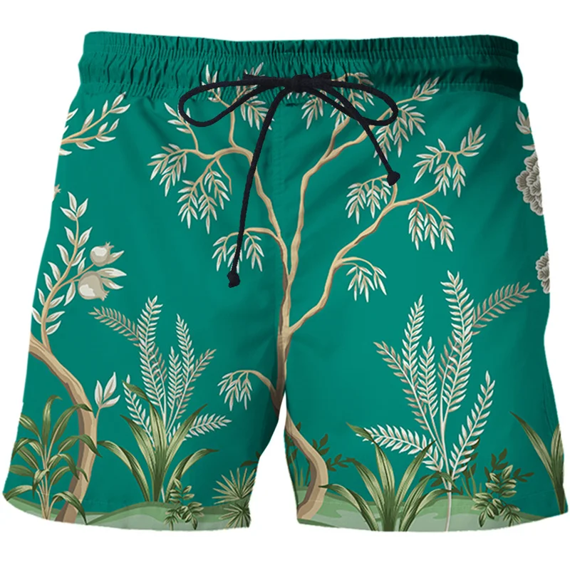Summer Woods Peacock Short Pants Women Men 3D Printed Swimsuit Swim Trunks Beach Shorts Skateboard Sport Cool Gym Ice Shorts 3