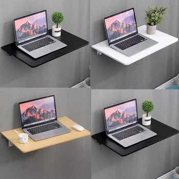 BonChoice 60cm Wall Mounted Folding Table, Floating Desk for Small Spaces, Drop Leaf Dining Table for Kitchen, Hanging Table