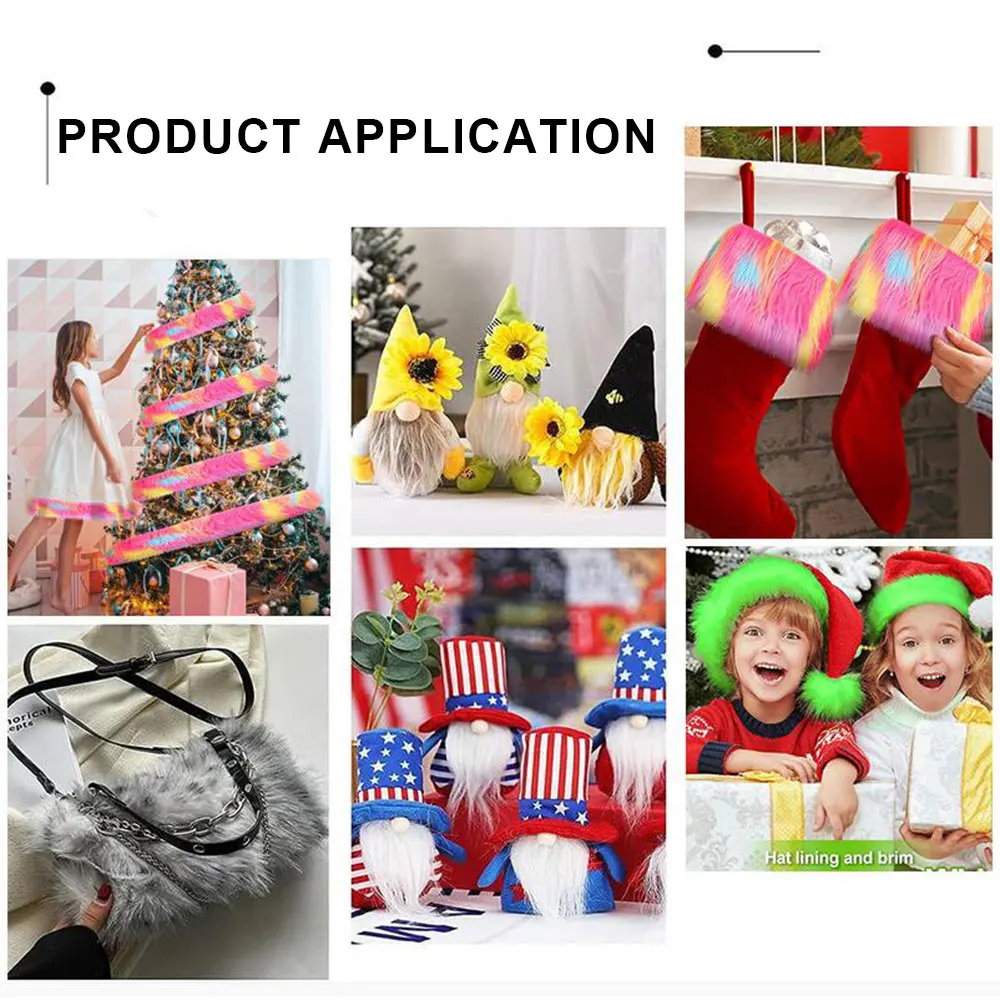 1.5M 5 Colors Faux Fur Ribbon Tapes DIY Apparel Sewing Fluffy Trim Trimming Fabric Home Decor Sewing Costume Stripe Plush Fur
