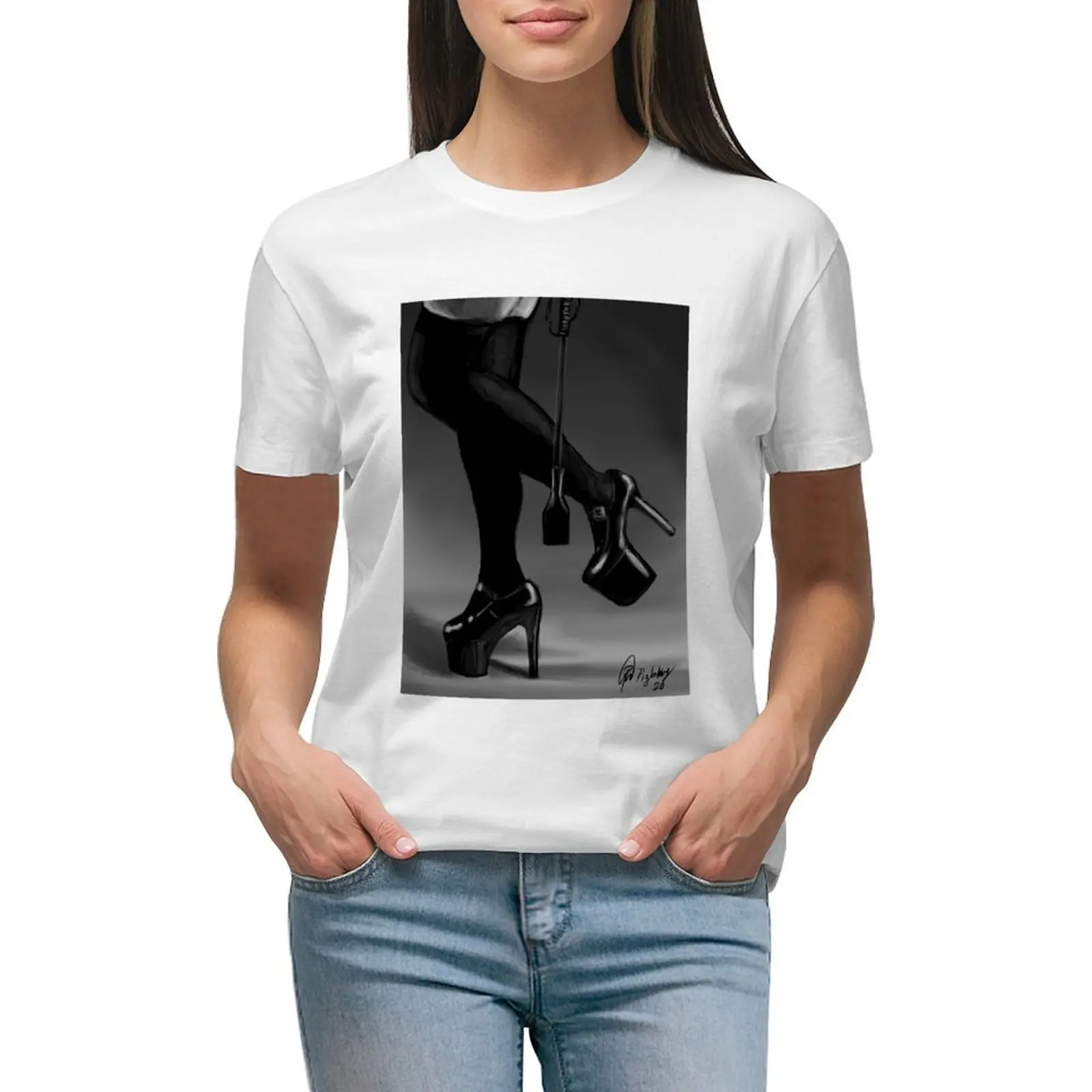 

High heels T-shirt hippie clothes graphics summer tops workout t shirts for Women