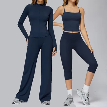 Yoga Set 2 Pieces Sports Outfits Female Clothing Fitness Vest Sportswear Women Tracksuit High Waist Leggings Sport Bra Yoga Suit 1