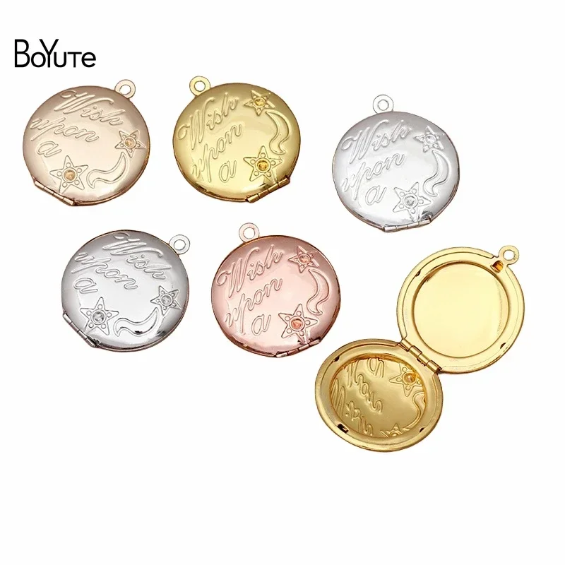 

BoYuTe (10 шт./Лот) круглые 25*6 мм Металлические латунные бриллианты Звезда Луна плавающие медальон Подвески Diy