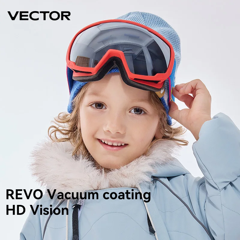 VECTOR Children Ski Goggles Frame Print Strap for Boy Girl Interchangeable Magnetic Lens UV400 Sunglasses Anti-fog Snow Glasses 3