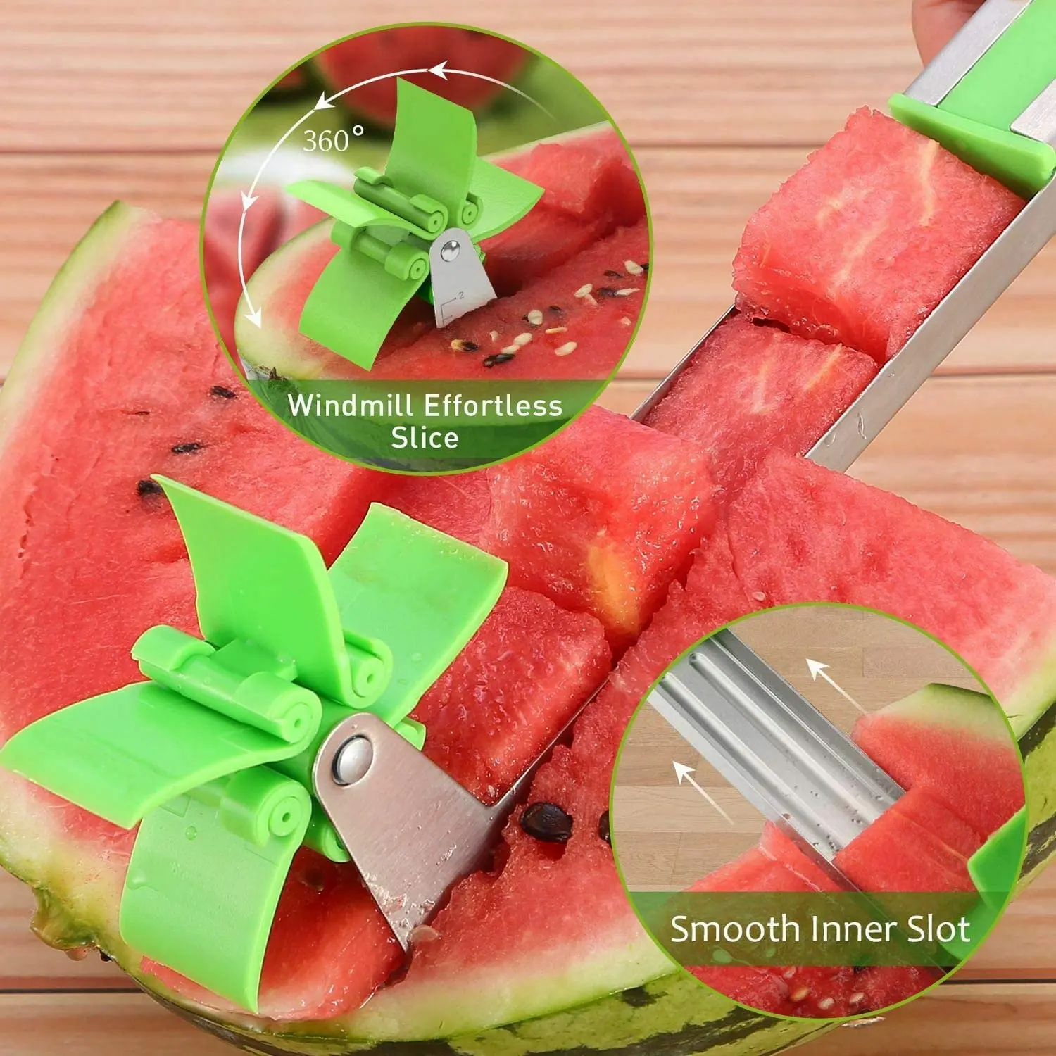 Watermelon Cutter Windmill Shape Slicer Stainless Steel Power