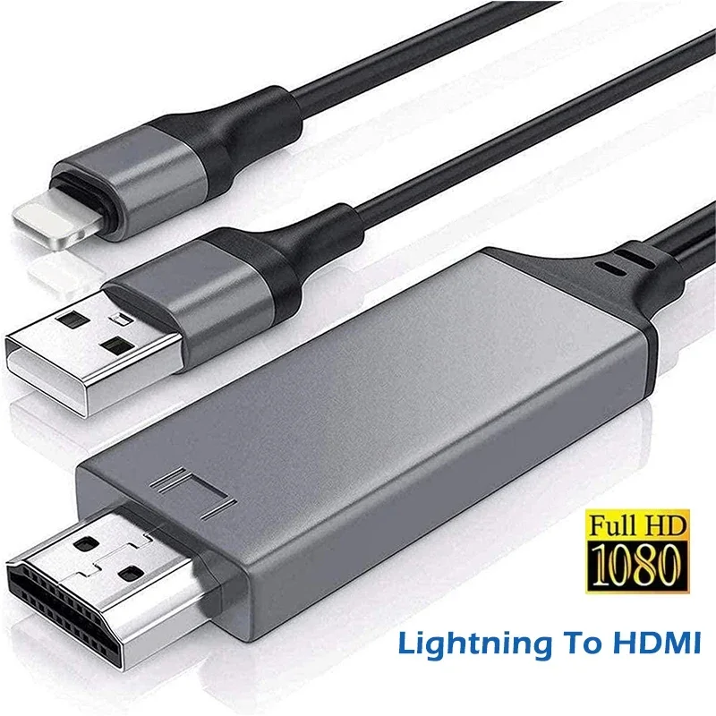 Lightning to HDMI Adapter for Phone to TV,iPhone iPad Screen Connect on 1080P HDTV/Monitor/Projector NO Need Power Supply 3in1 cable type c micro usb to hdmi for iphone xiaomi ipad lenovo samsung huawei phone to tv projector monitor hdtv 1080p