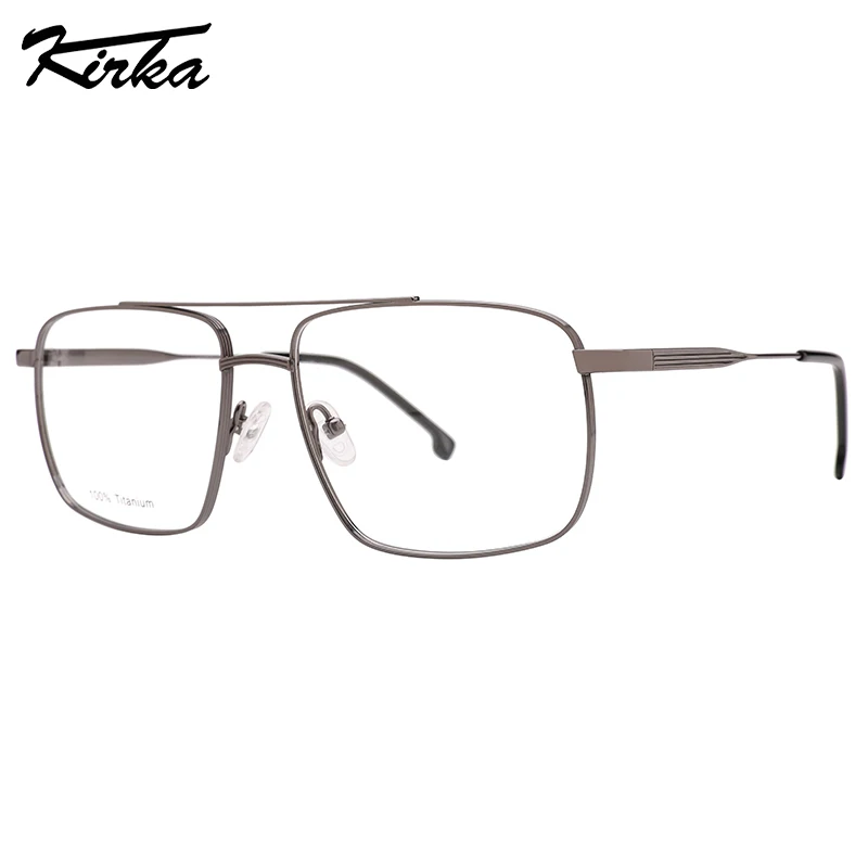 

Kirka Male Titanium Oversized Rectangle Double Bridge Shine Colors Optical Frames Acetate Temple Tips Eyeglasses TM6001