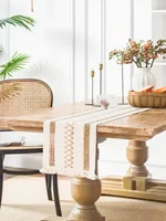 Boho Table Runner for Home Decor Macrame Cream & Brown Farmhouse Table Runner with Tassels for Bohemian Dining Bedroom Decor 4