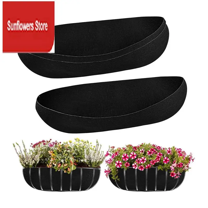 3PCS Plant Liner 30 Inch Fabric Window Box Liners Replacement Black Non-Woven Hanging Plant Liner