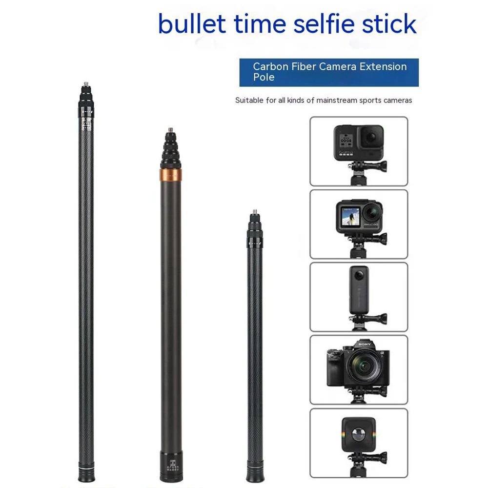 Selfie Stick Tripod Selfie Stick Sports Camera Selfie Stick 2.9M Carbon Fiber Selfie Stick for Insta360 X 4 /X3/DJI Action 4/Go Pro Sports Camera Tripod Accessories