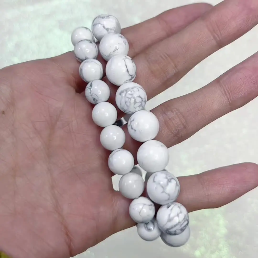 Braccialetto di pietra alla moda per donne e uomini, 8 mm di Howlite