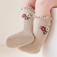 Cotton Baby Girls Socks Autumn Winter Boneless Newborn Sock Ruffle Long Sock Toddler Princess Knee High Stockings 0-3 Years Old 2