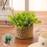 XIYA FLOWER Green Artificial Plants Eucalyptus Grass Woven Small Potted Plants Grass Mound 11cm PE Material Home Decoration 3