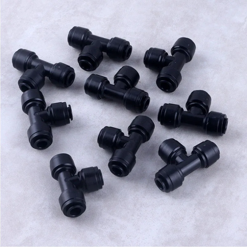 6.5mm Black RO Water Fitting 1/4" Straight Elbow Tee POM Coupling Hose PE Pipe Bulkhead Connector Water Filter Parts
