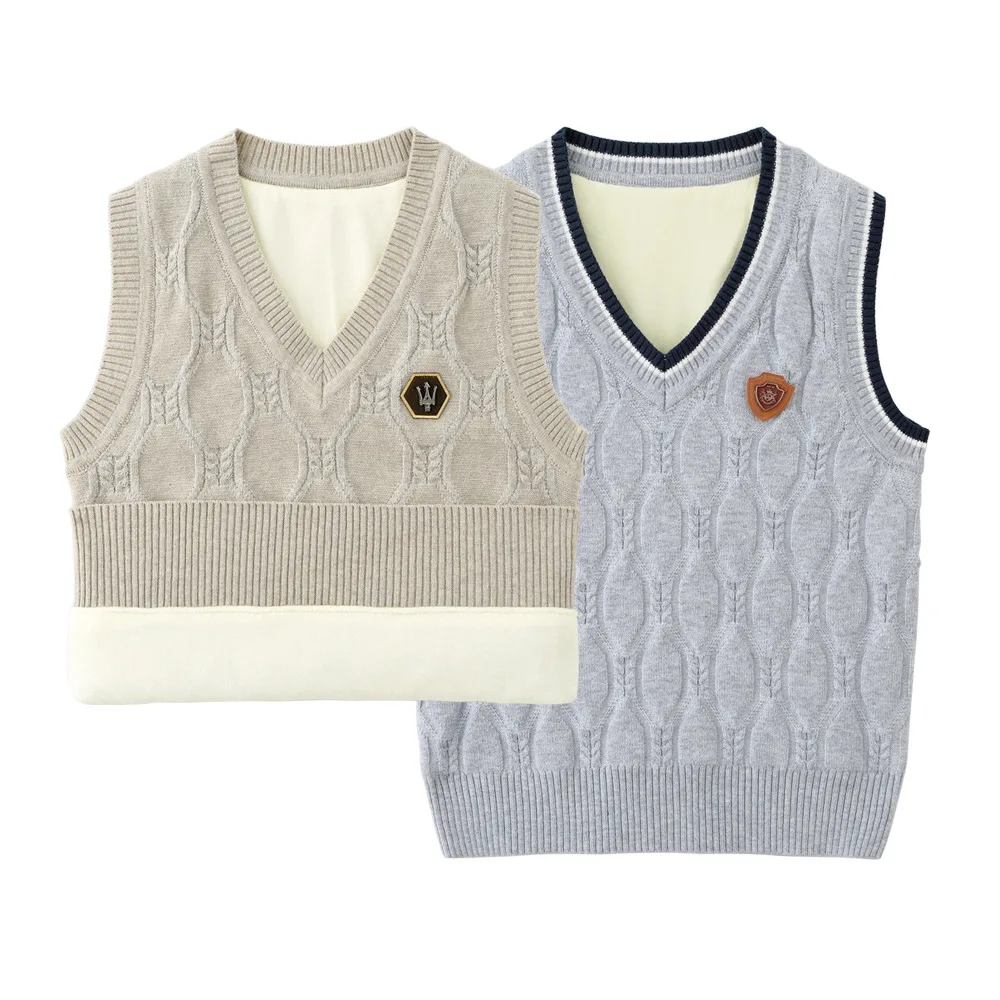 

Flocking Boys Winter Sweater Vests 3-20 Years Teenager Girls School Formal Waistcoat Winter Warm Kids Pullover Children Clothes