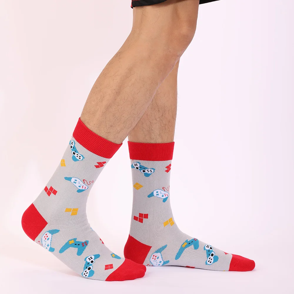Mens Funny Dress Socks Crazy Design Universe Game Pattern Cotton Socks Novelty Gifts for Men EU 44-49