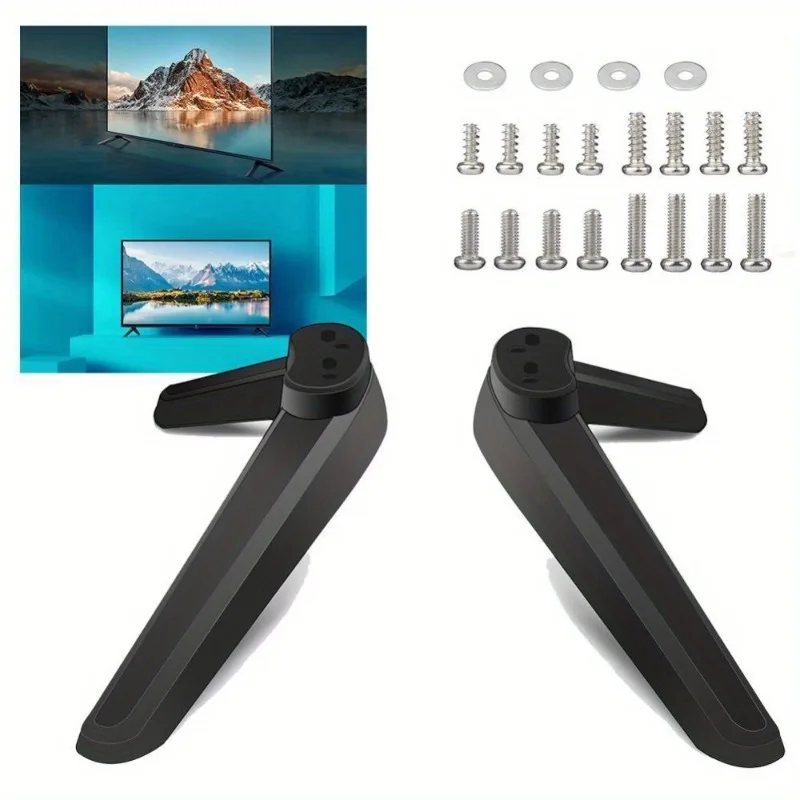 Universal Black TV Stand with Screw Kit and Desktop Base Replacement Legs