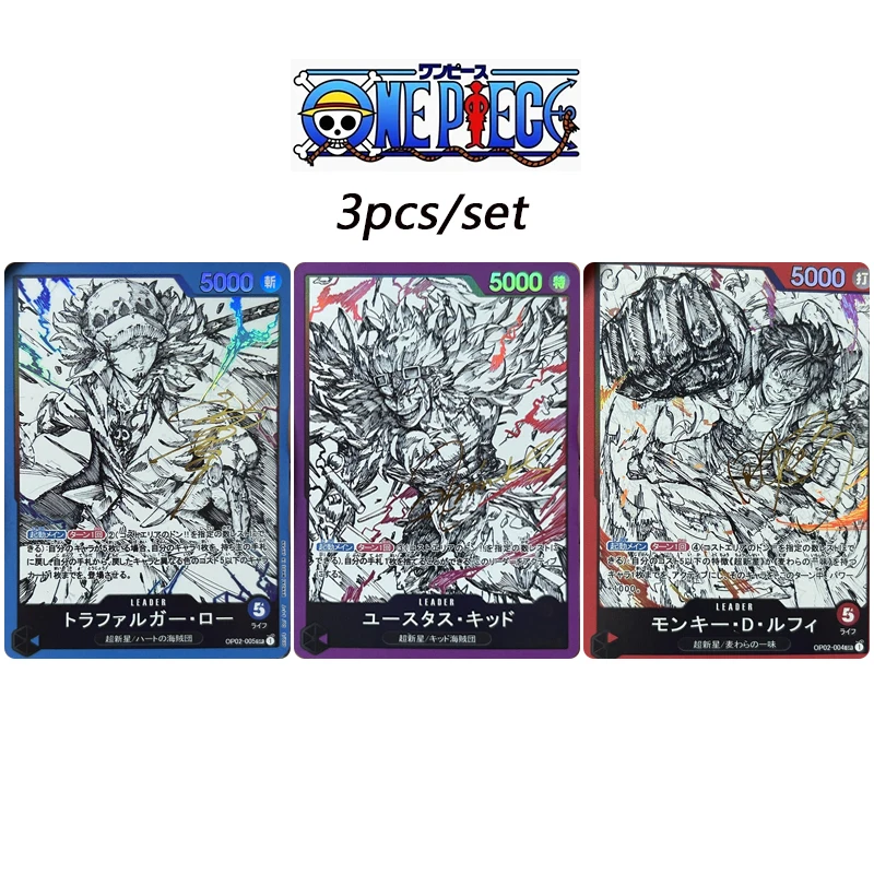 Fai Da Te One Piece Opcg Collection Card Eustass Kid Monkey D. Rufy Anime Personaggi Gold Sign Flash Card Cartoon Toys Regalo Di Natale