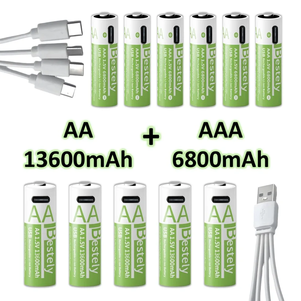 1.5VAA/AAALi-ionBatteries13600+6800mAhUltra-FastCharge2000+Cyclesw/freeUSB-CCableforToys,RemoteControls,Cameras-AliExpress44