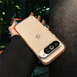 Acrylic+TPU Bling Glitter Transparent Shockproof Phone Case - Shining Starry Sky Design for Pixel 10A (Orange)