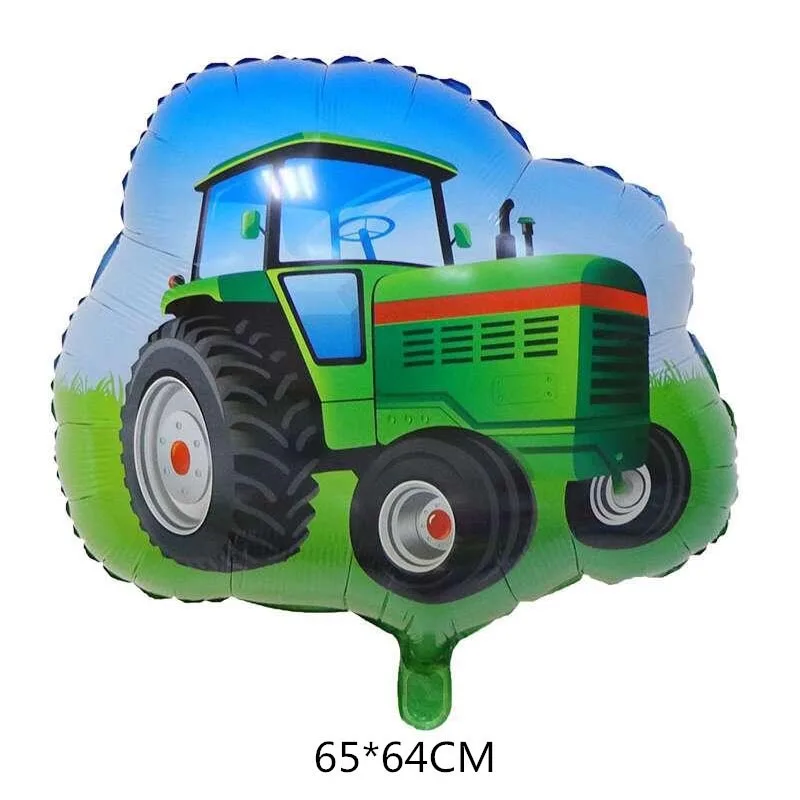 Farm Tractor Party Decor Set - Tableware, Napkins, Tablecloth, Banner, Balloons & Cake Topper