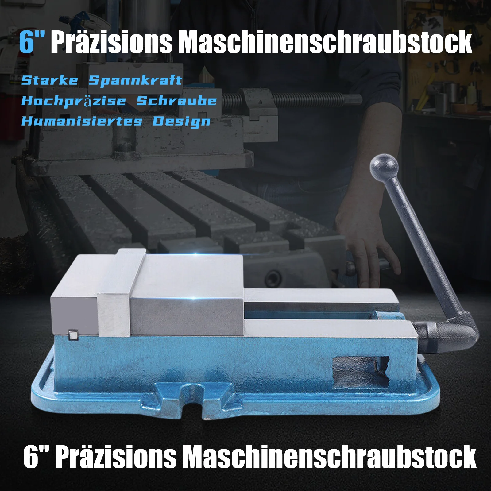 6-Zoll-Präzisions-Spannschraubstock-Fitters-Werkzeug, 0,002 Zoll Genauigkeit, CE-zertifiziert, 160 mm Backenöffnung, hohe Kraft, Industriequalität