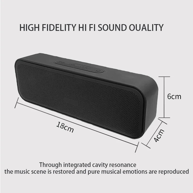 Bluetooth Speakers Outdoor Music Player Loudspeaker HiFi Stereo Sound Subwoofer 1200mAh Long Standby 6