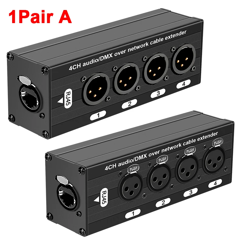 RJ45 to 4-Channel XLR Audio Cable Extender for Stage and Studio Lighting & Sound
