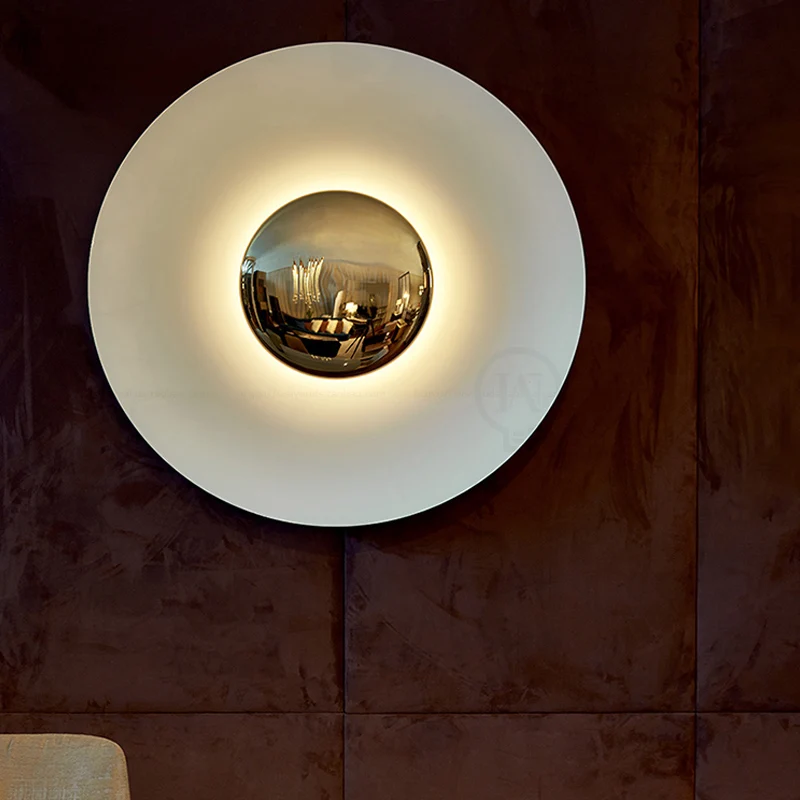 Modern led wall light Round iron wall lamp Nordic creative color living room TV home decor lighting fixture stair bedside lamps
