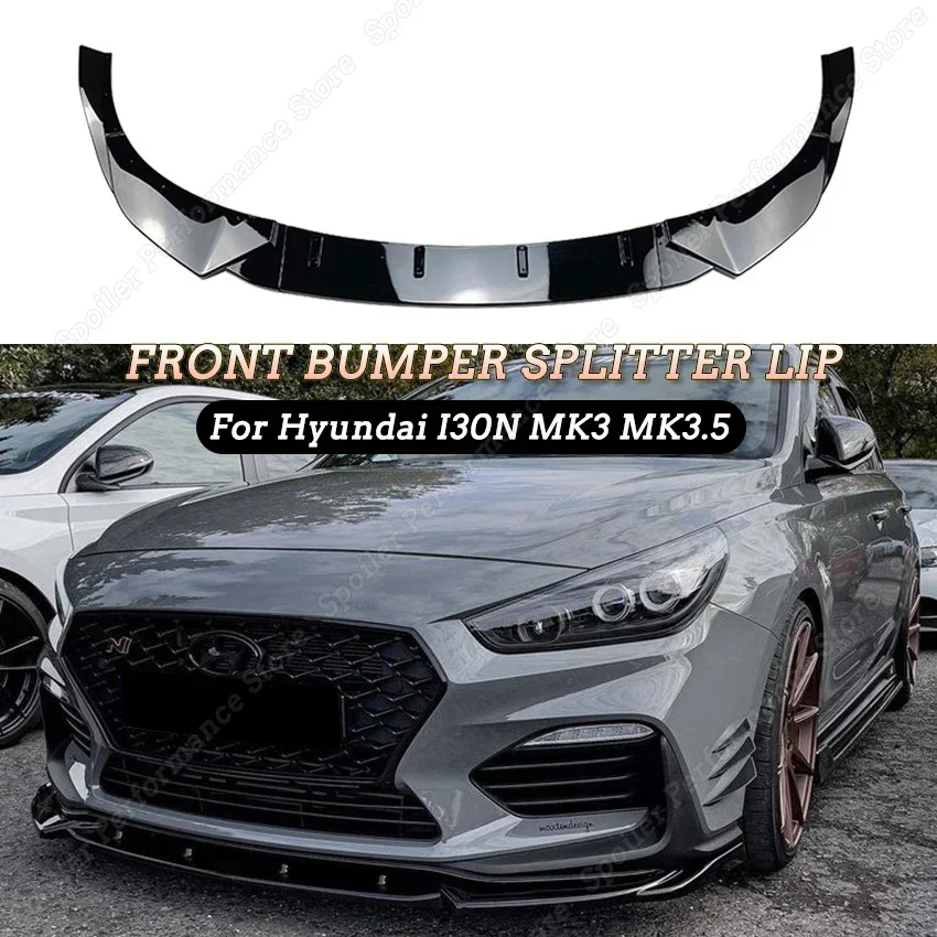 

3PCS For Hyundai I30N MK3 MK3.5 Hatchback Front Bumper Splitter Lip Spoiler Diffuser Guard Body Kit 2017-2022 Gloss Black Tuning