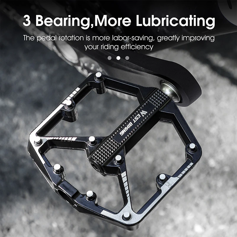 WEST BIKING Bicycle Pedals Sealed DU Bearing Nonslip Pedal Mountain Road Bike Cycling Alloy Platform MTB Pedal Cycling Parts