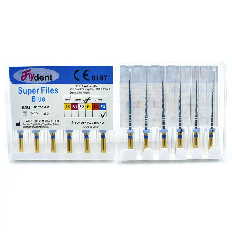Dental Rotary Files Dental Rotary Super Files Blue Rotary Niti Heat Activation Endodontic Use for Root Canal endo rotary files dental pulp files