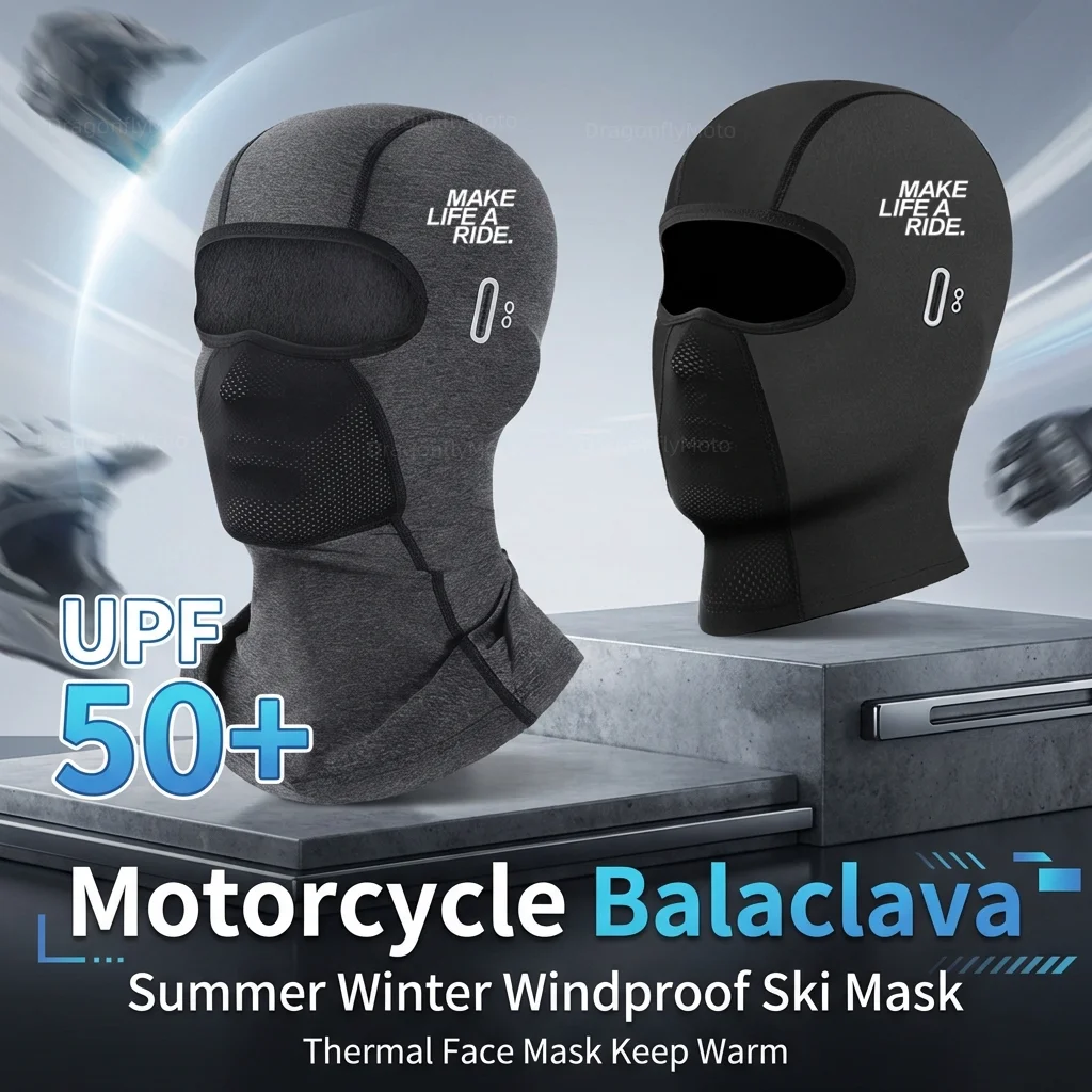 Motorcycle balaclava UV protection summer breathable face mask glasses hole