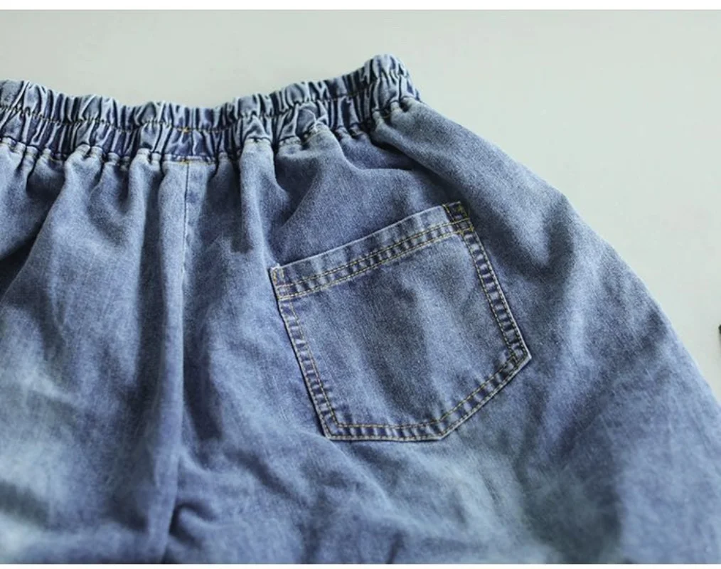 Spring Summer Cotton 2023 Denim Loose Wide Leg Pants Women High Waist Vintage Retro Pants Female Trousers Vintage Clothes