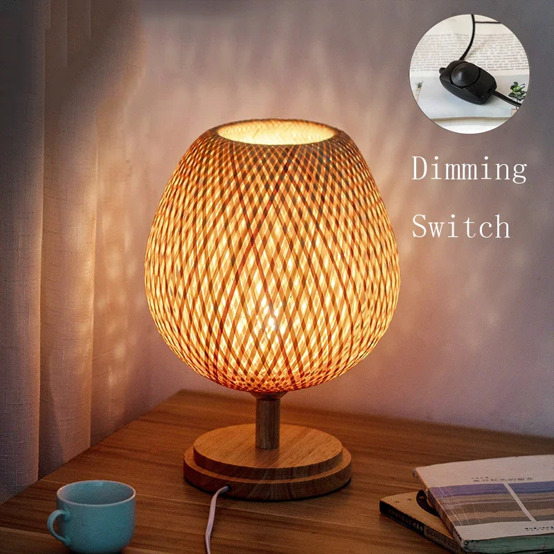 Description Picture 4 of itemVintage Creative Bamboo Table Lamp Chinese Handmade Wooden Table Lamp Living Room Dining Room Bedroom Decorative Lamp