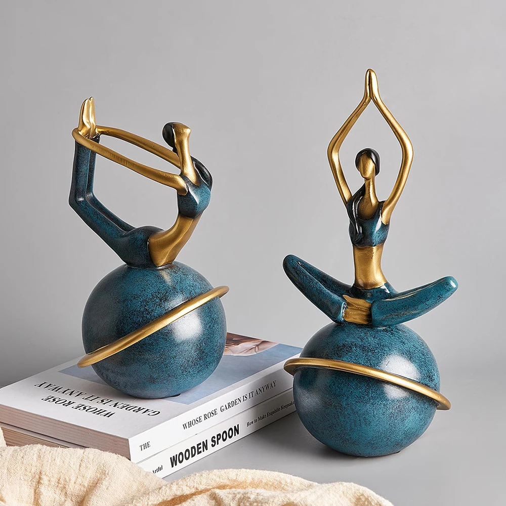Creative Statue Figurines for Interior Yoga Girl Model Home Decoration