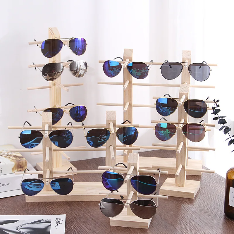 Multi Layers Wood Sunglass Display Racks Shelf Eyeglasses Show Stand Jewelry Holder for Multi Pairs Glasses Showcase Women WJ519