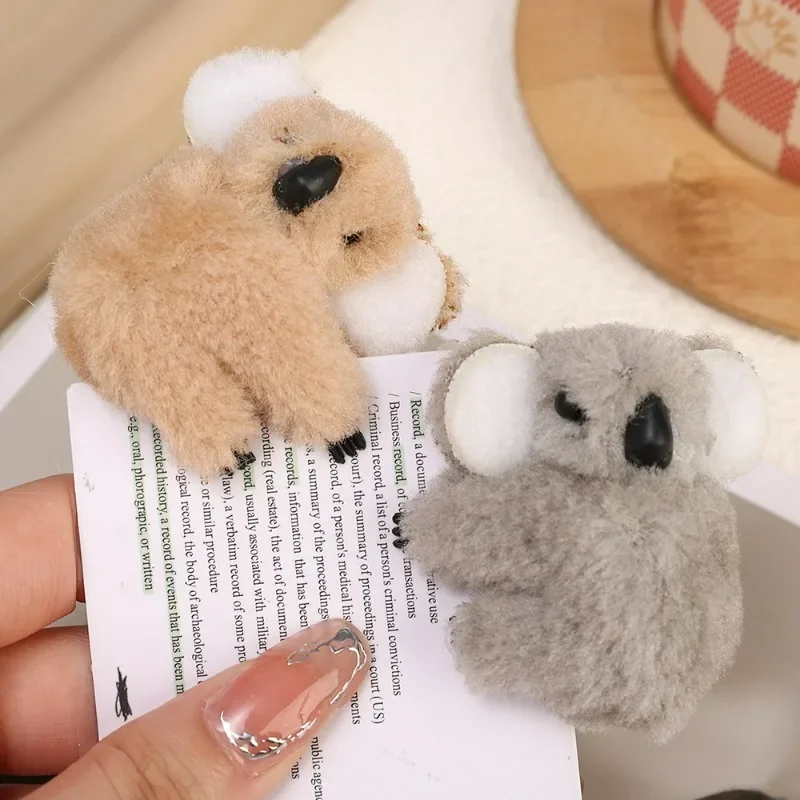 Cartoon Plush Koala Bear Hair Clips Cute Fluffy Animal Hairpins for Girls Women Non Slip Headwear Koala Barrettes Accessories
