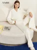 AMll Minimalism Women Tops 2025 Spring Elegant Commuter Fashion Loose Sweatshirs Casual Straight Leg Pants Separately 12241259 1