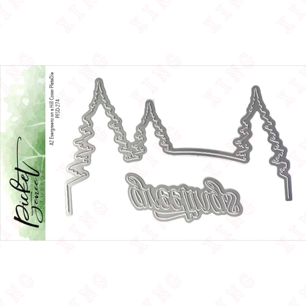 

New Arrival Metal Cutting Dies Scrapbook Decorate Embossing Craft Mold 2022 Diy Handmade Christmas Evergreens on a Hill Template