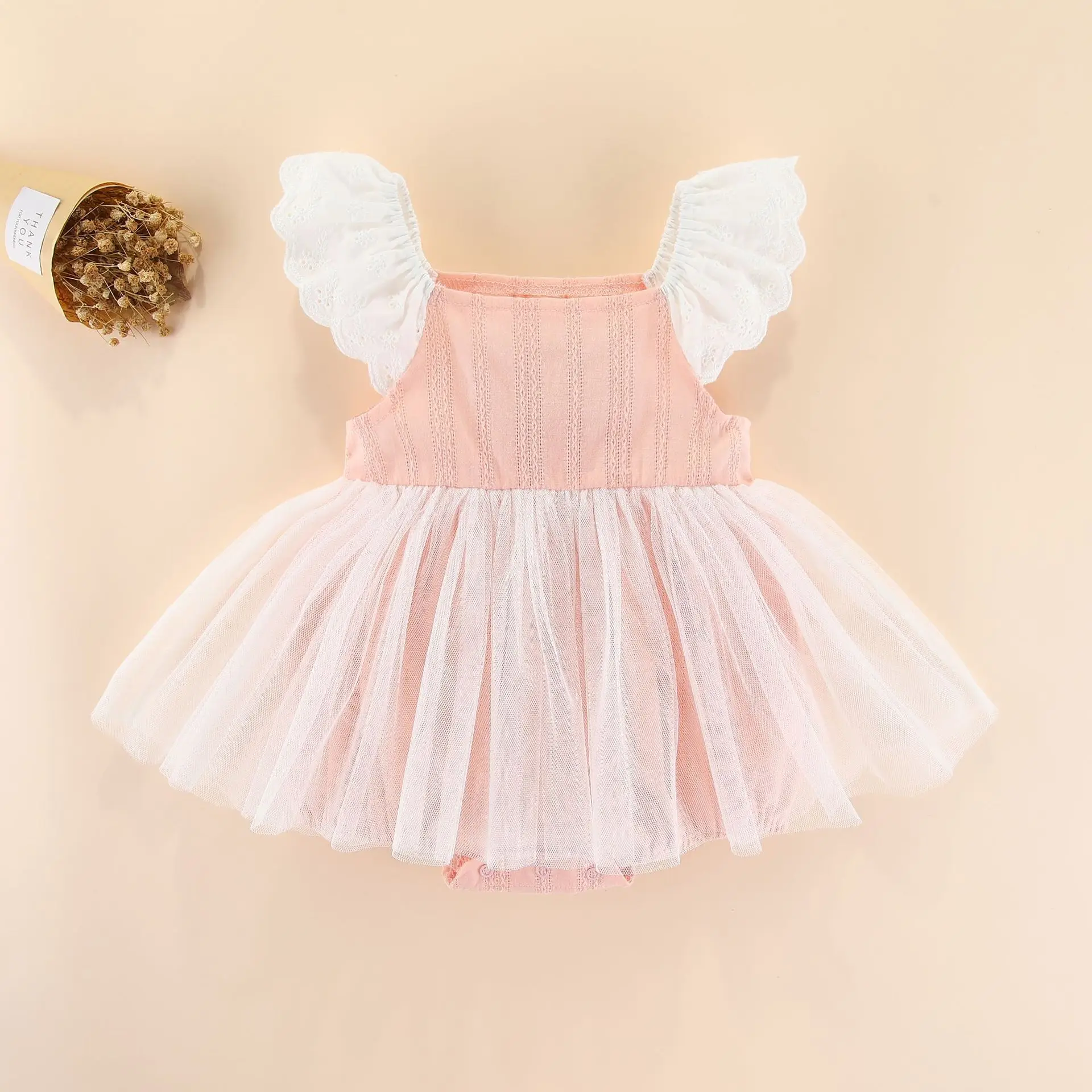 

Baby Girl Cotton Bodysuits Todder Ruffles Kids Princess Dress Children Jumpsuits 2 Color