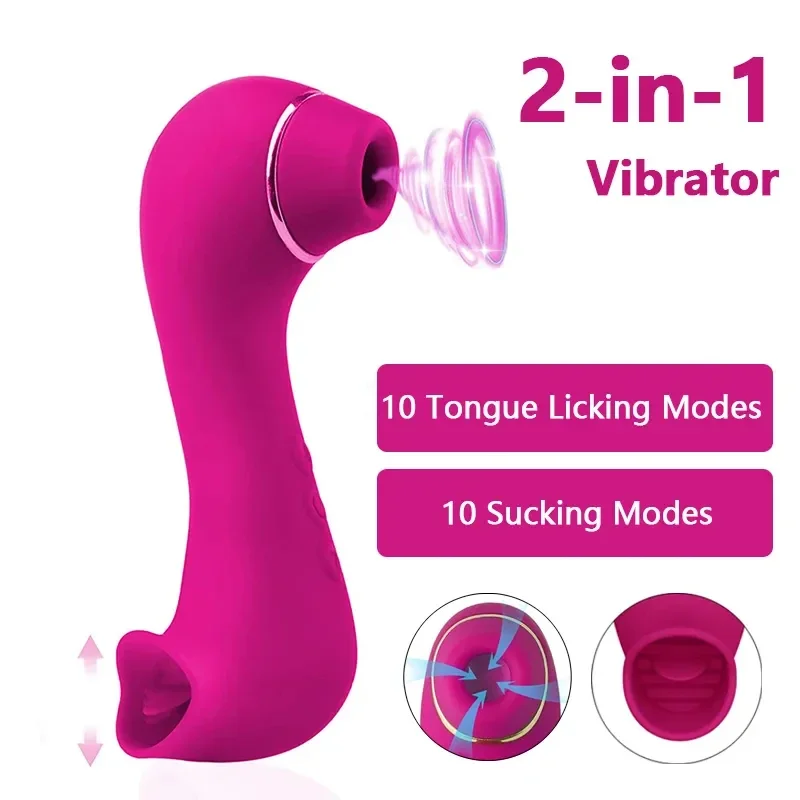 Female Sex Toy Vagina Sucking Vibrator Sucking Tongue Licking Vibrator Double-headed Female Masturbation Tool Breast Massager Clitoral Stimulator Satisfied for Woman