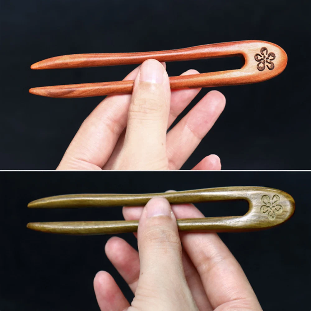 Elegant Green Sandalwood U-Shape Hair Stick for Weddings and Special Occasions