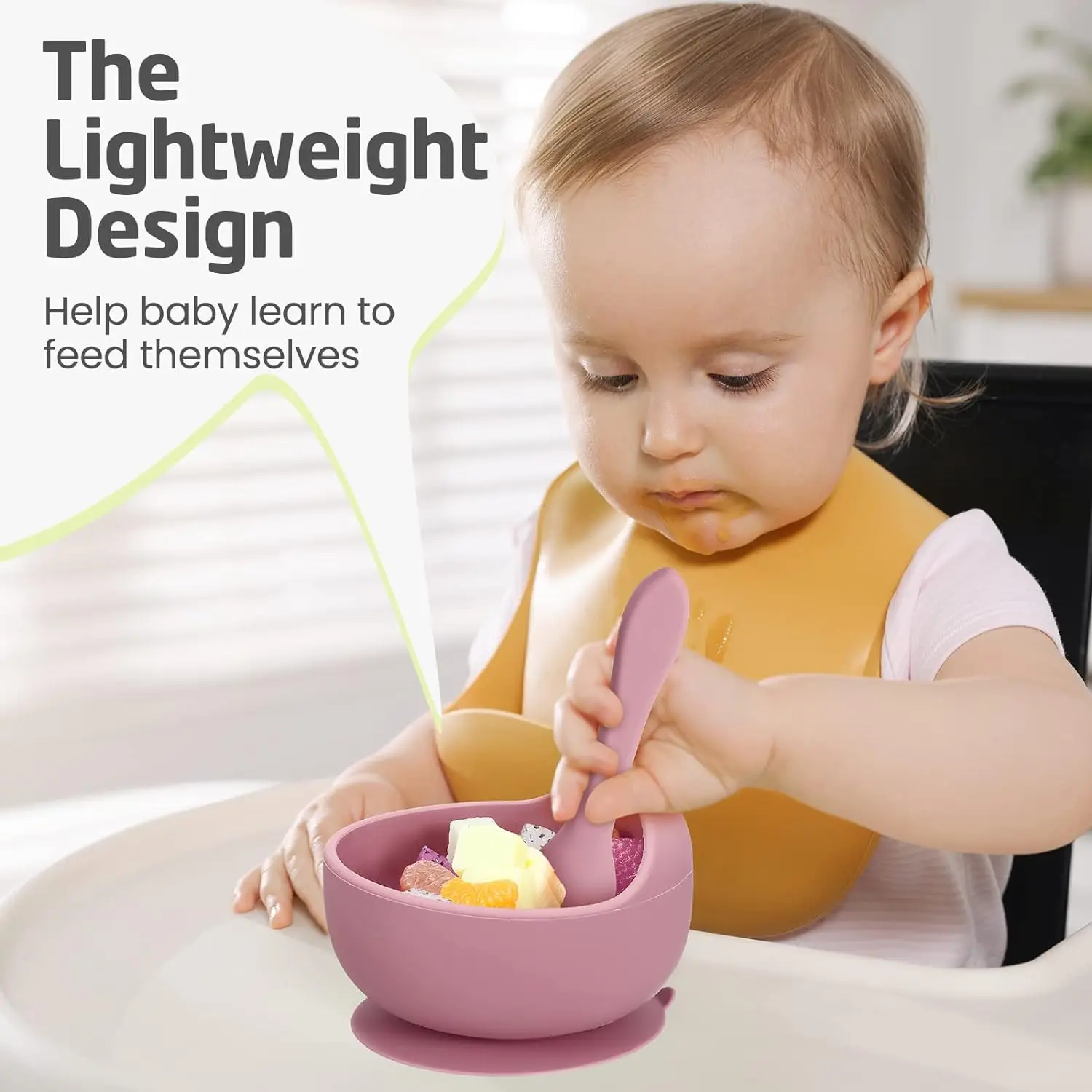 Silicone Baby Bowl Self feeding Training Set With Spoon Children's Tableware