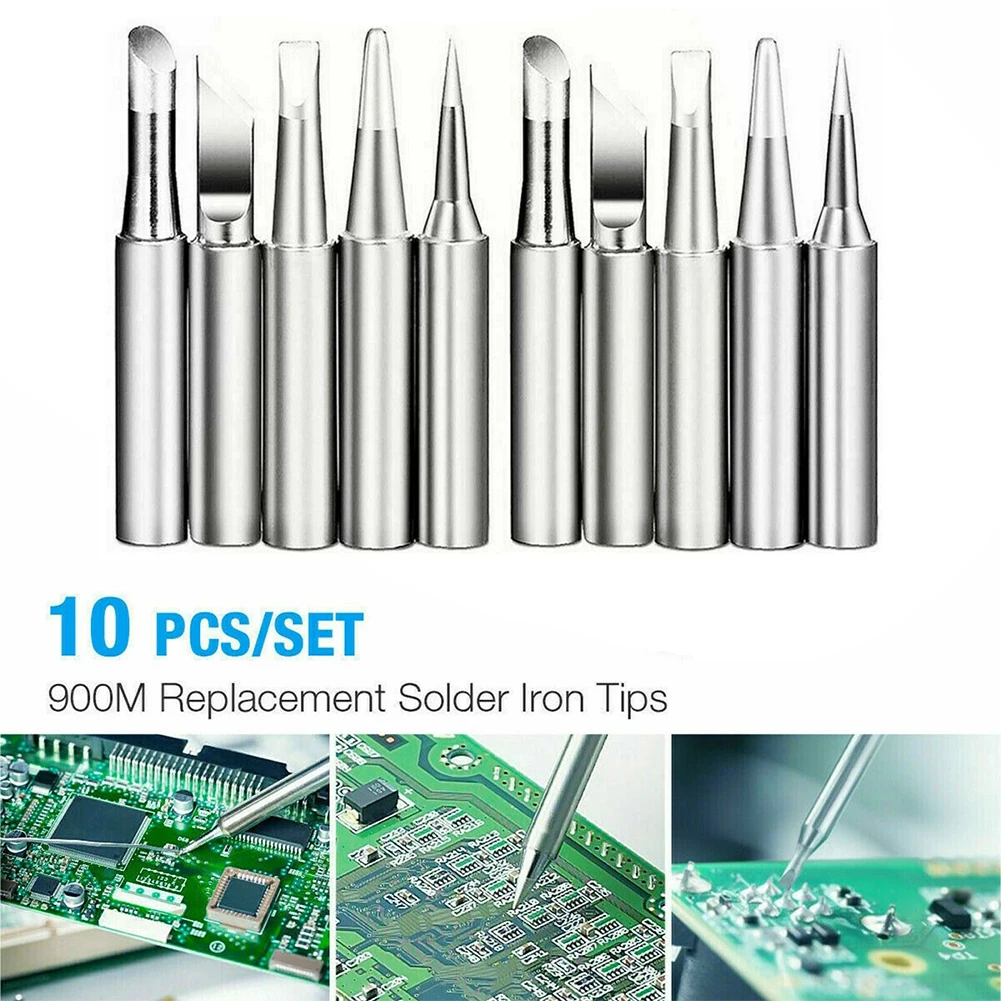 10pcs/set Durable Soldering Iron Tips I+B+K+2.4D+3C 900M-T Soldering Iron Pure Copper Lead-Free Equipment  Power Tools Parts stick welding stinger