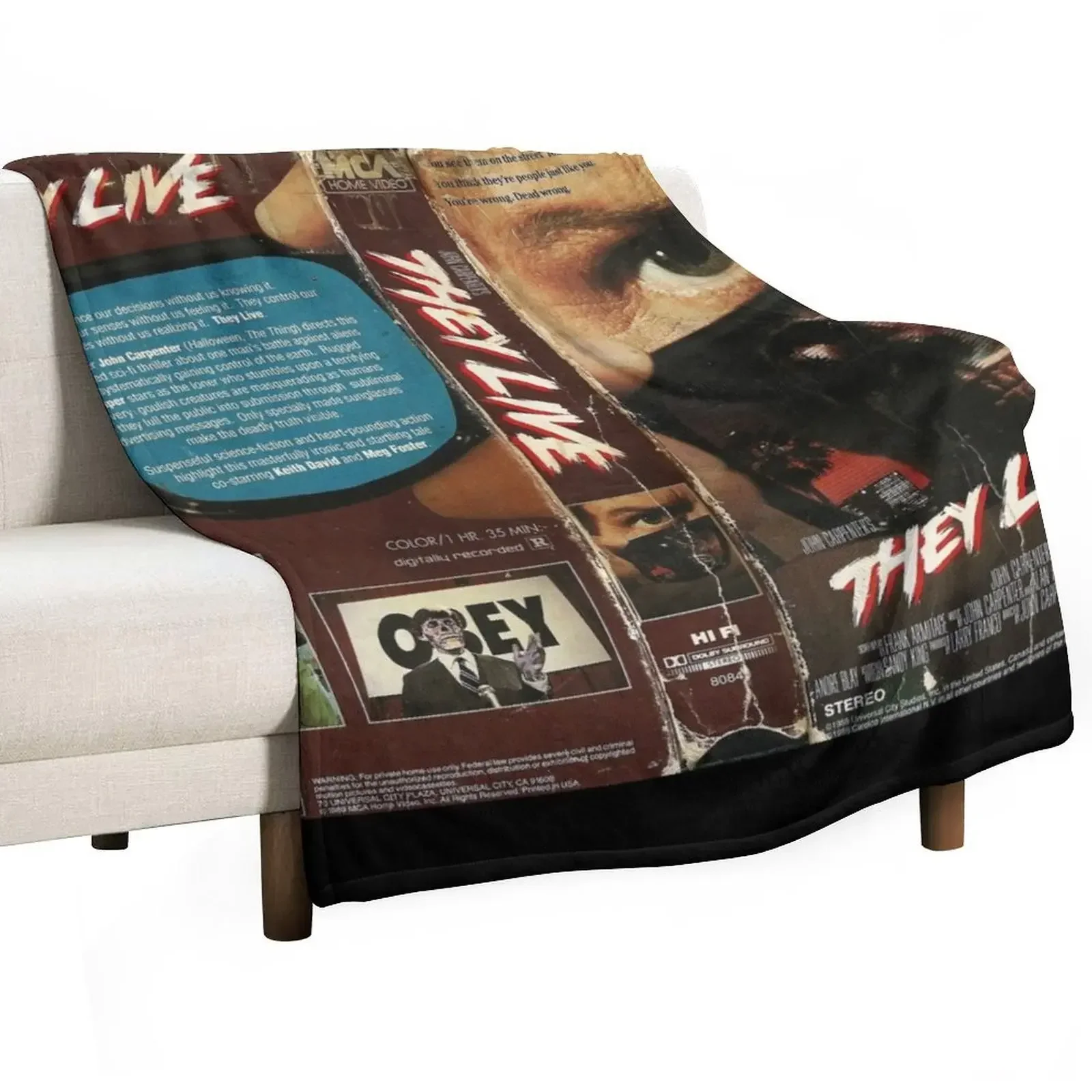 

Horror VHS Cover Art Throw Blanket Luxury Designer Soft Plush Plaid Vintage Plaid Blankets